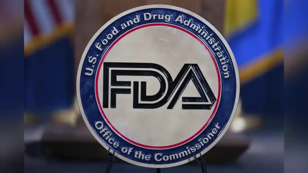 The Food and Drug Administration seal is seen at the Hubert Humphrey Building Auditorium in Washington, April 22, 2025. (AP Photo/Jose Luis Magana)
